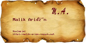 Malik Arián névjegykártya
